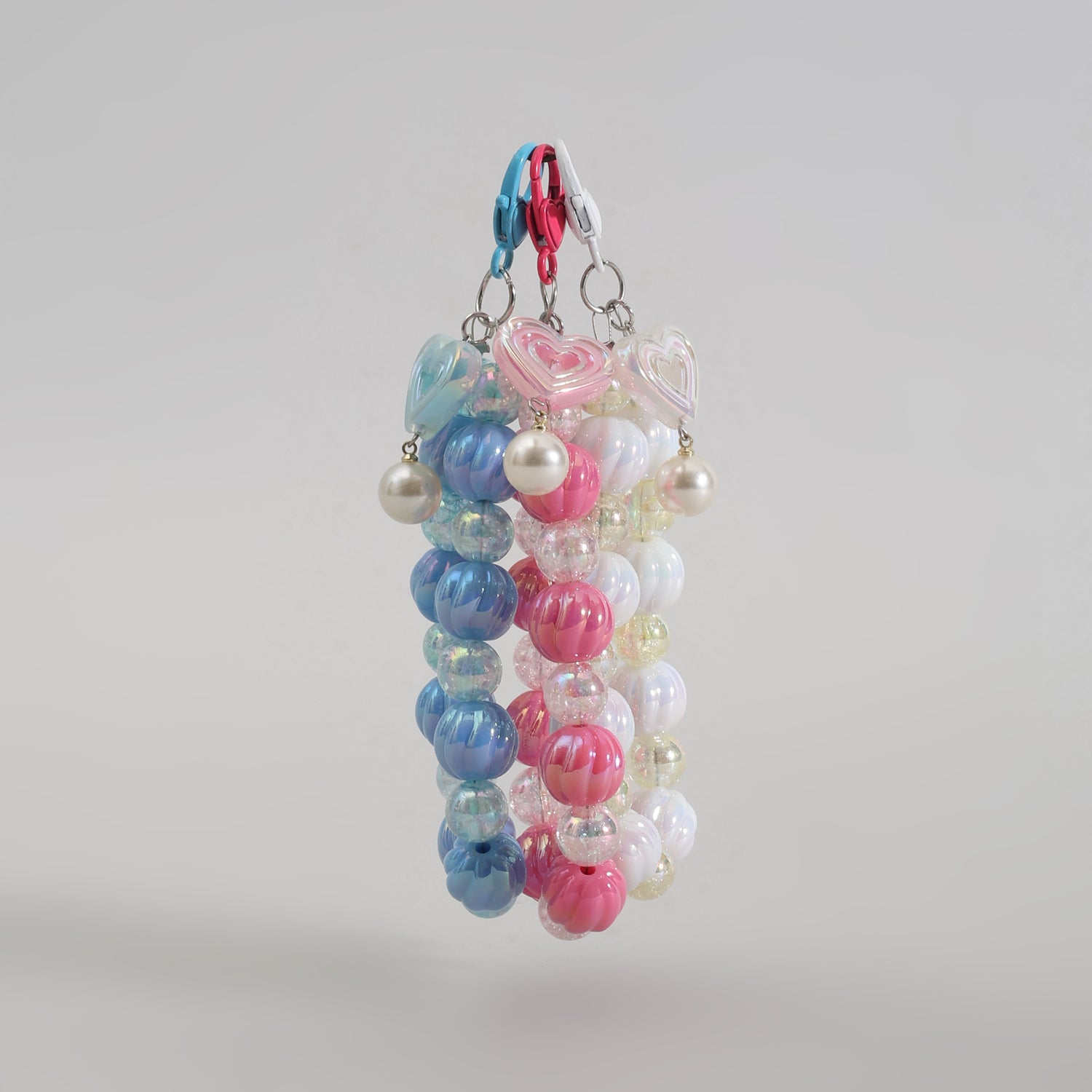 Cute Heart Beaded Phone Charm Wrist Strap- Assorted Colours