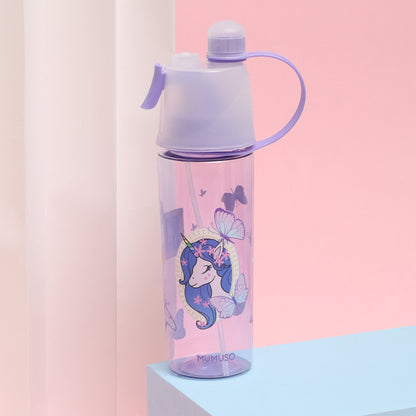 Cute Spray Water Bottle for Kids- 500ml/ Purple and Blue