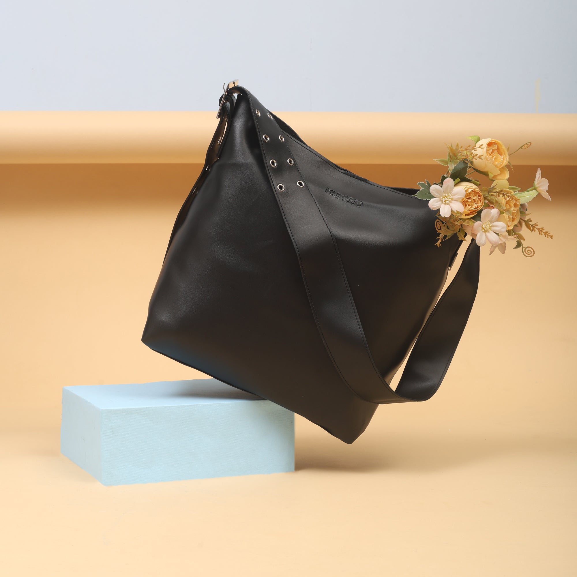 Wide Strap Tote Bag- Black