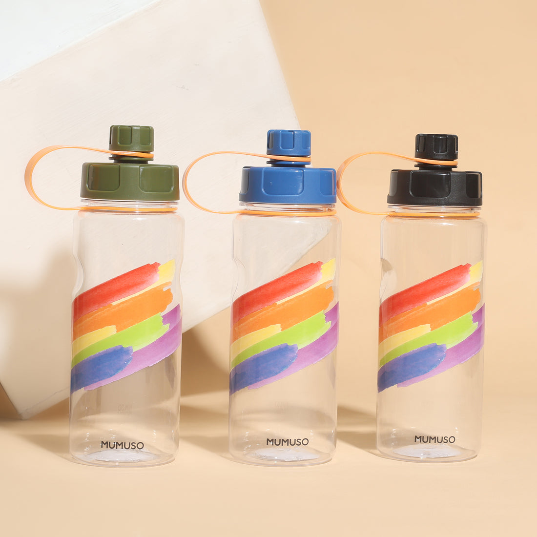 Rainbow Sports Water Bottle- Green/ Blue/ Black