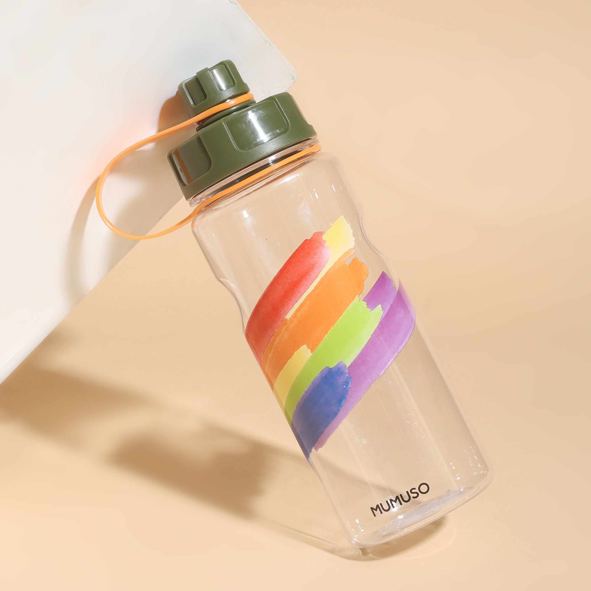 Rainbow Sports Water Bottle- Green/ Blue/ Black