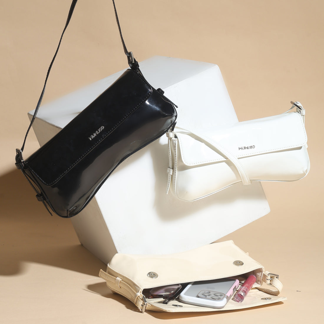 Classy Glossy Shoulder Bag - Assorted Shades