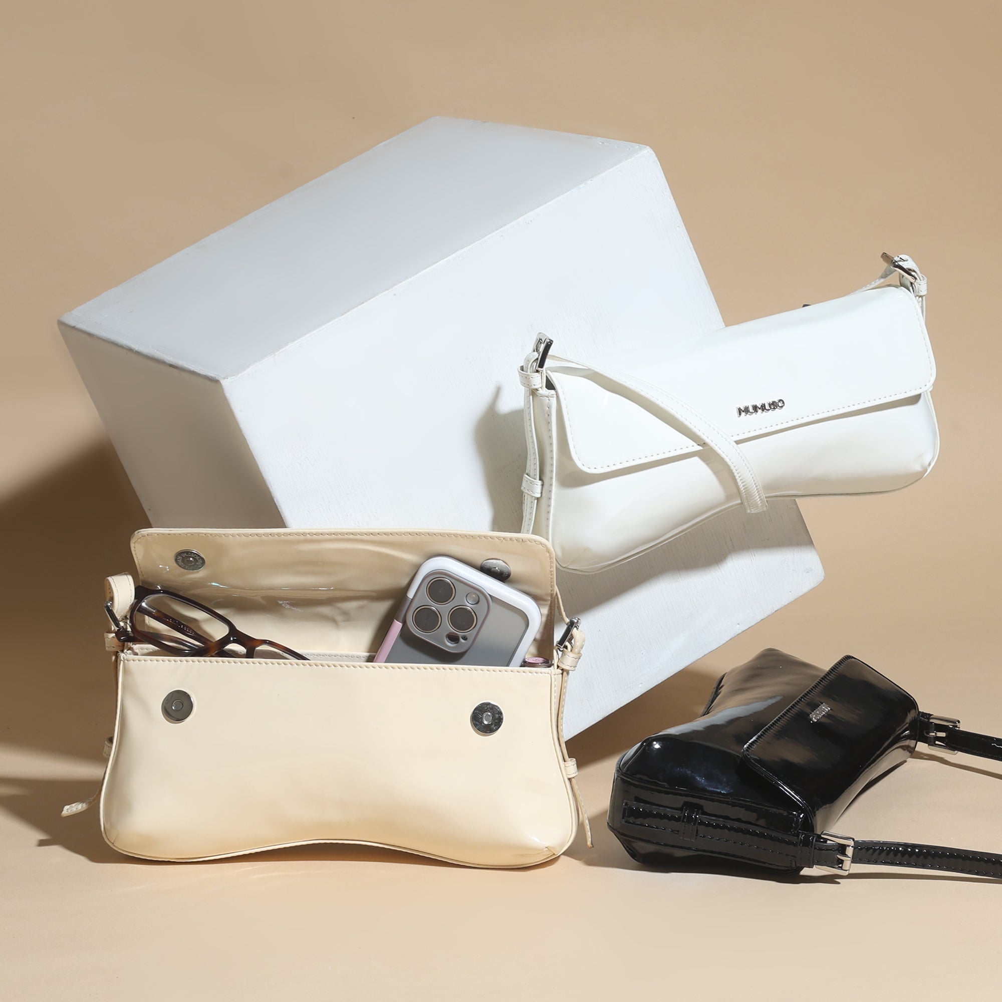 Classy Glossy Shoulder Bag - Assorted Shades