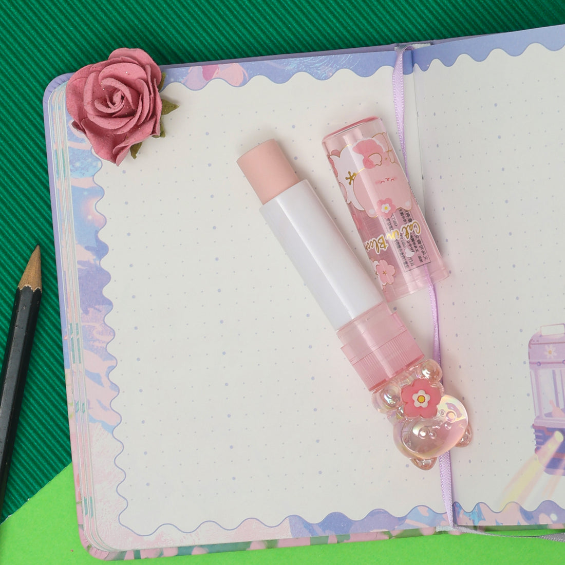Lipstick-Shaped Eraser -Kitten &amp; Cherry Blossom