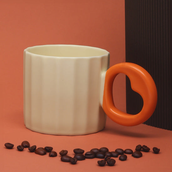 Ceramic Cup with heart handle- Beige / 250ml