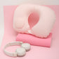 Inflatable Cooling Travel Neck Pillow- Pink and Grey