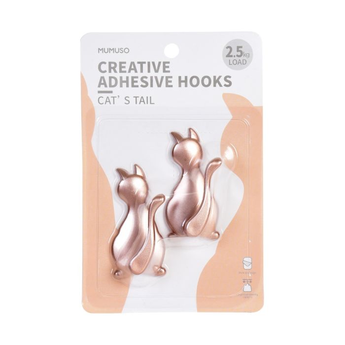 2 - Pack Adhesive Hooks (Cat's Tail) – Mumuso