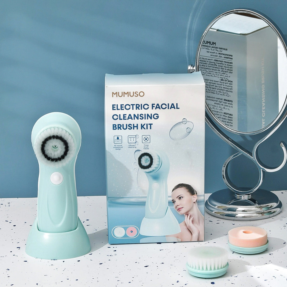 Electric Facial Cleansing Brush Kit - Blue