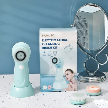 Electric Facial Cleansing Brush Kit - Blue