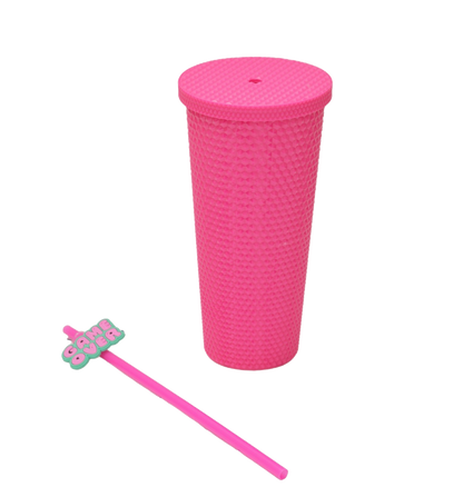 Studded Tumbler with Lid &amp; Straw - 700 ml
