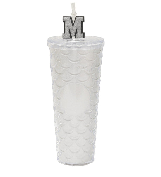 Scale Embossed Fancy Long Tumbler with Straw - 700 ml