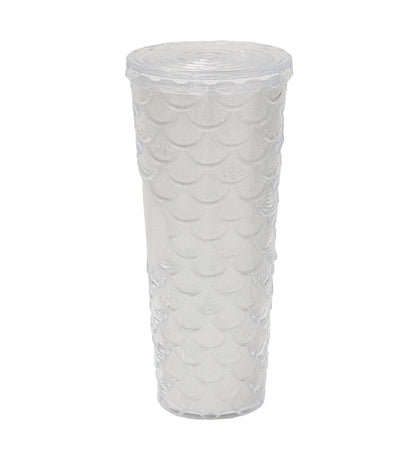 Scale Embossed Fancy Long Tumbler with Straw - 700 ml
