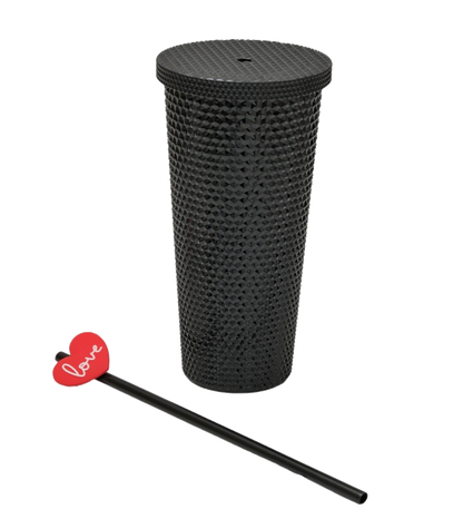 Studded Tumbler with Lid &amp; Straw - 700 ml