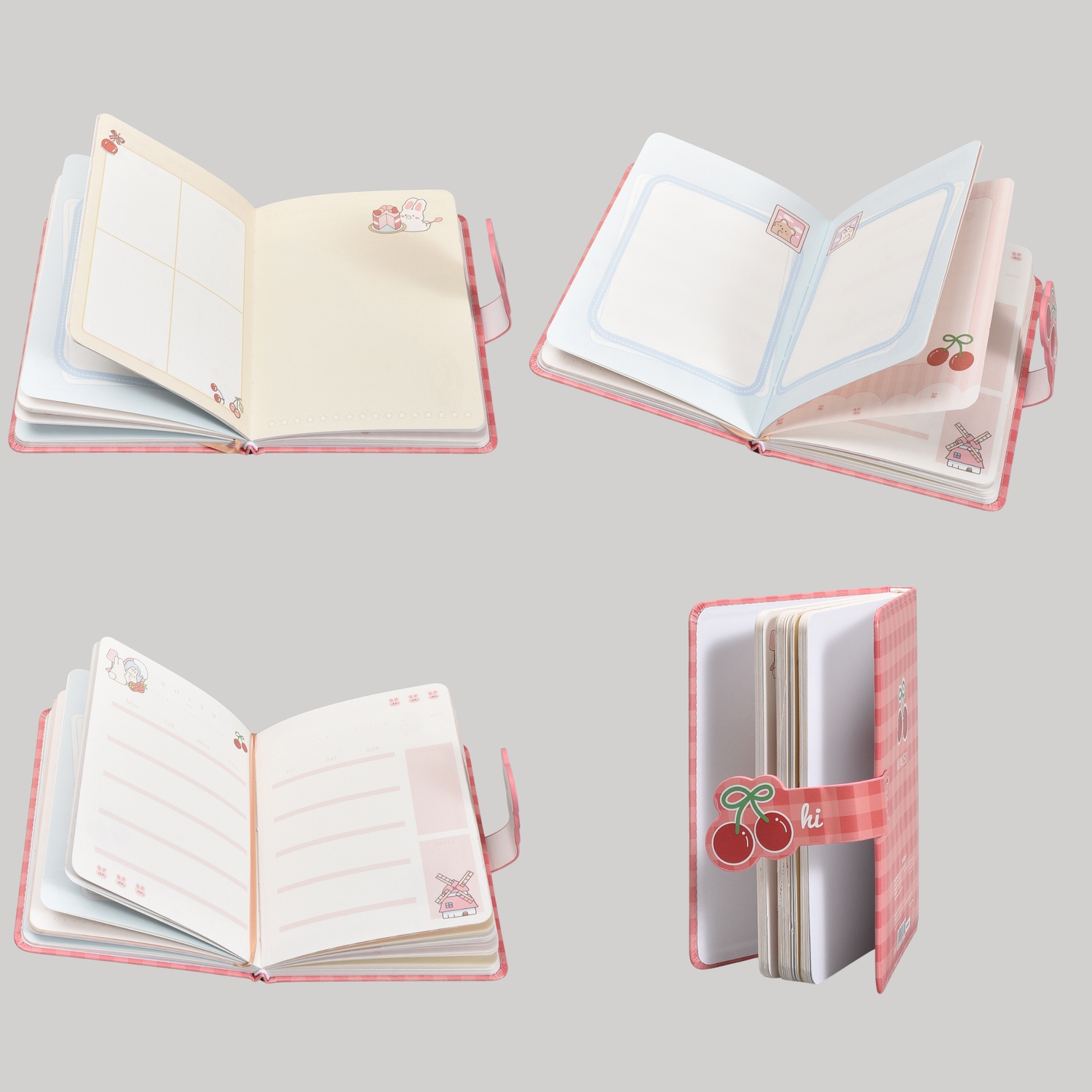 36K Leather Cherry Bomb Magnetic Lock Planner Diary- Red