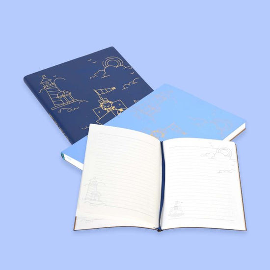 Blue Ocean Collection Leather Notebook - Light Blue Mumuso