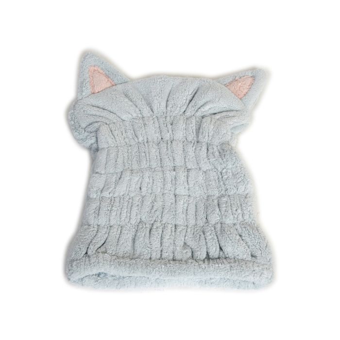 Cat Ear Hair Drying Towel Cap - Hazy Blue Mumuso