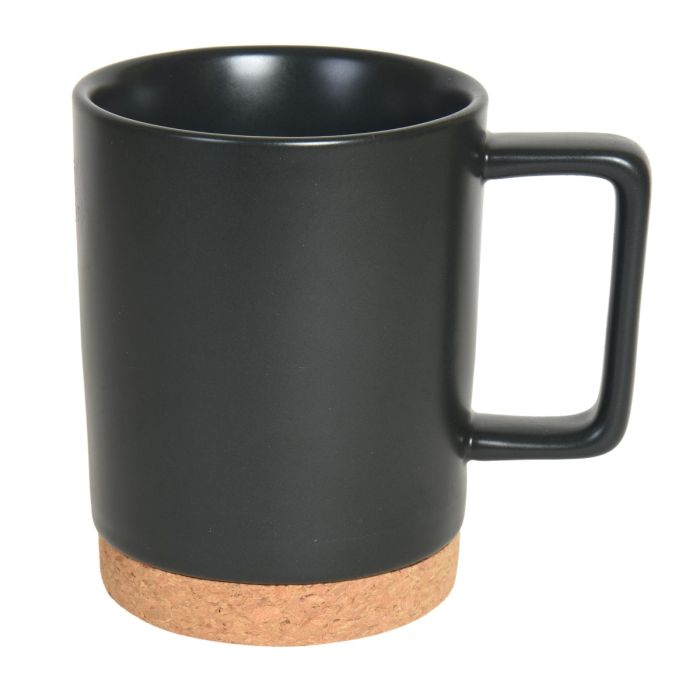 Ceramic Cup (Wooden Bottom/Grey) Mumuso