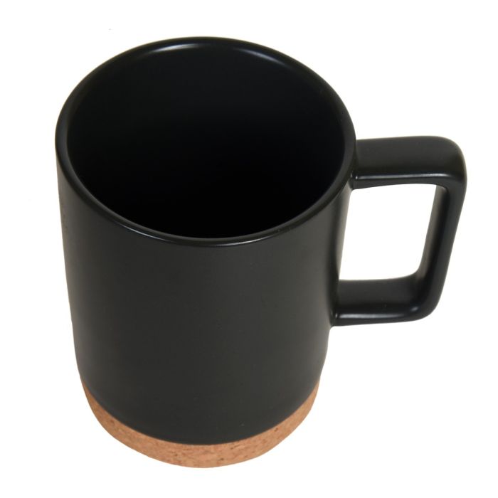 Ceramic Cup (Wooden Bottom/Grey) Mumuso