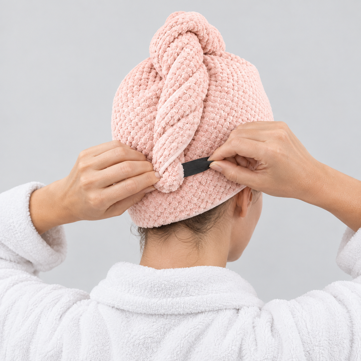 Extra-Large Textured Hair Drying Towel - Pink - view 2
