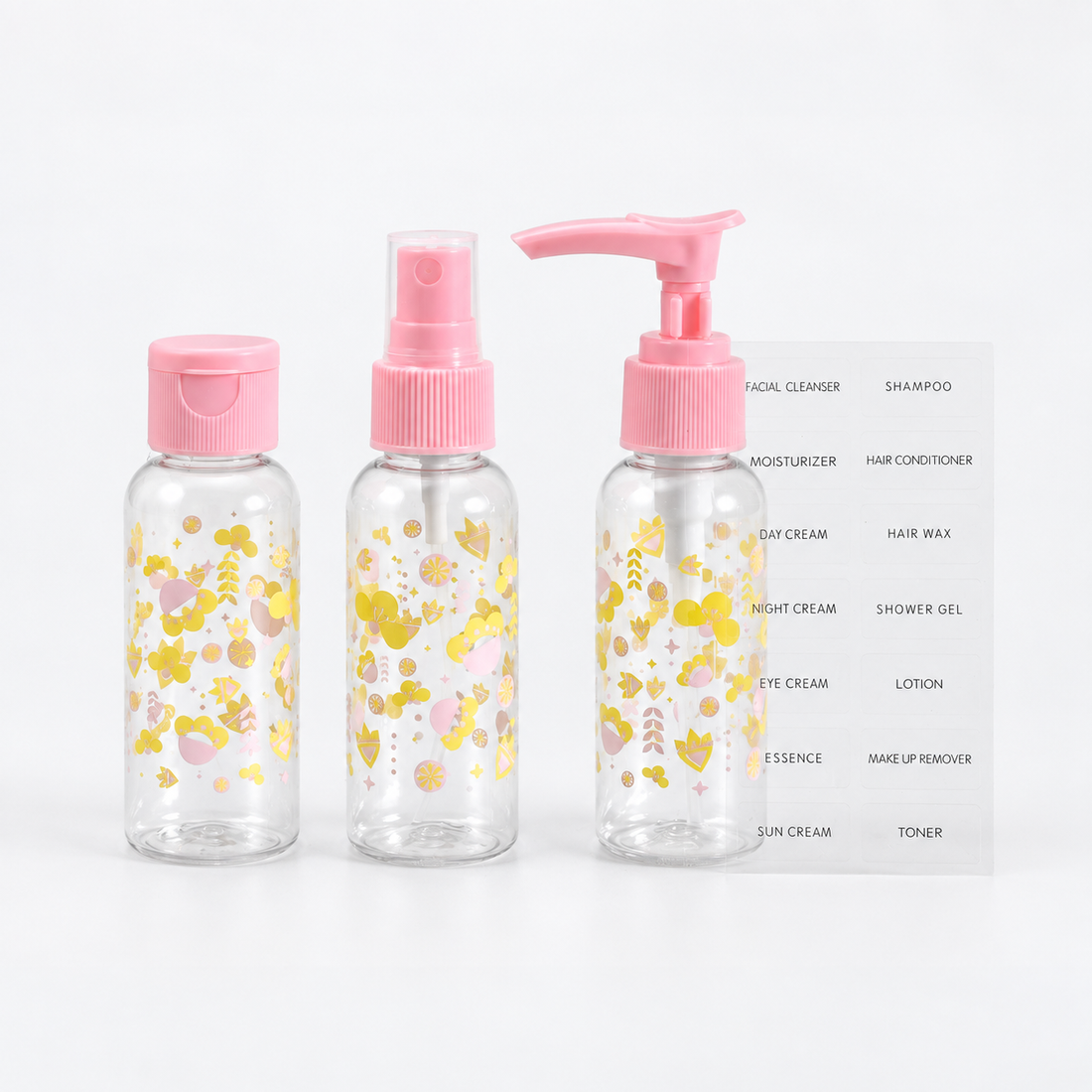 Travel-Ready 3-Piece Bottle Set - Pink - Mumuso India