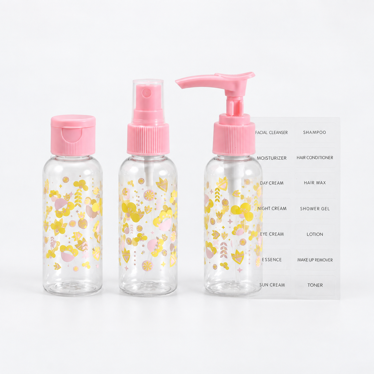 Travel-Ready 3-Piece Bottle Set - Pink - Mumuso India