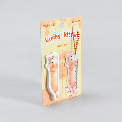 Mumuso Cute Cat Acrylic Pendant &amp; Sticky Notes Set