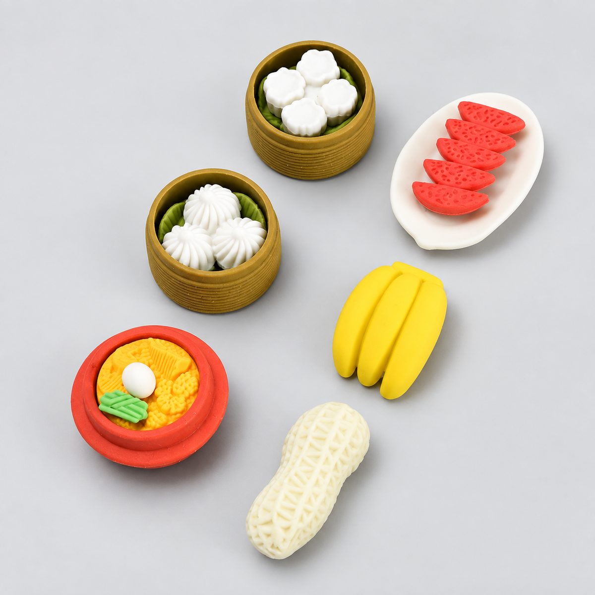 Mumuso Chinese Food-Shaped Erasers Set: 6 Erasers