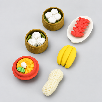 Mumuso Chinese Food-Shaped Erasers Set: 6 Erasers