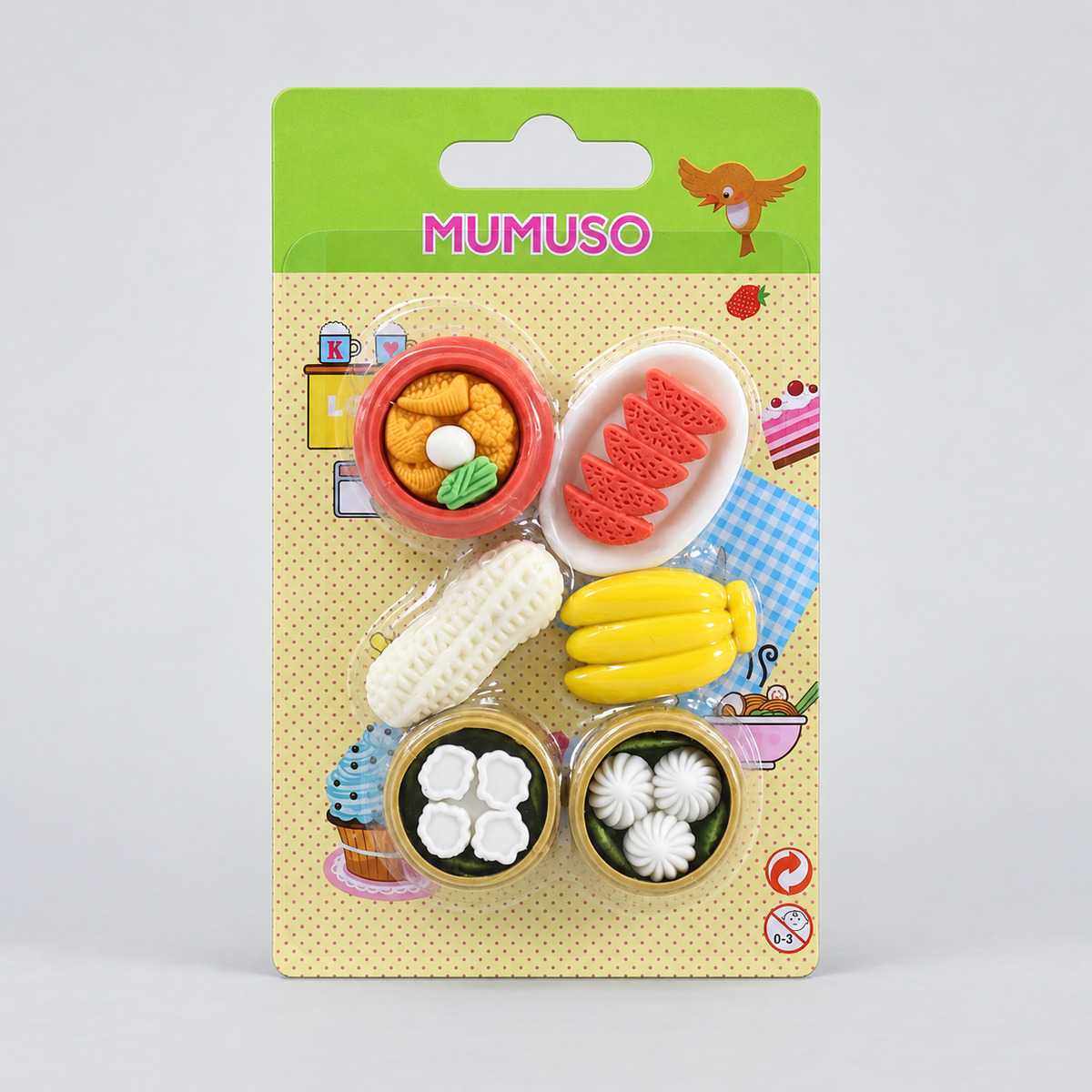 Mumuso Chinese Food-Shaped Erasers Set: 6 Erasers