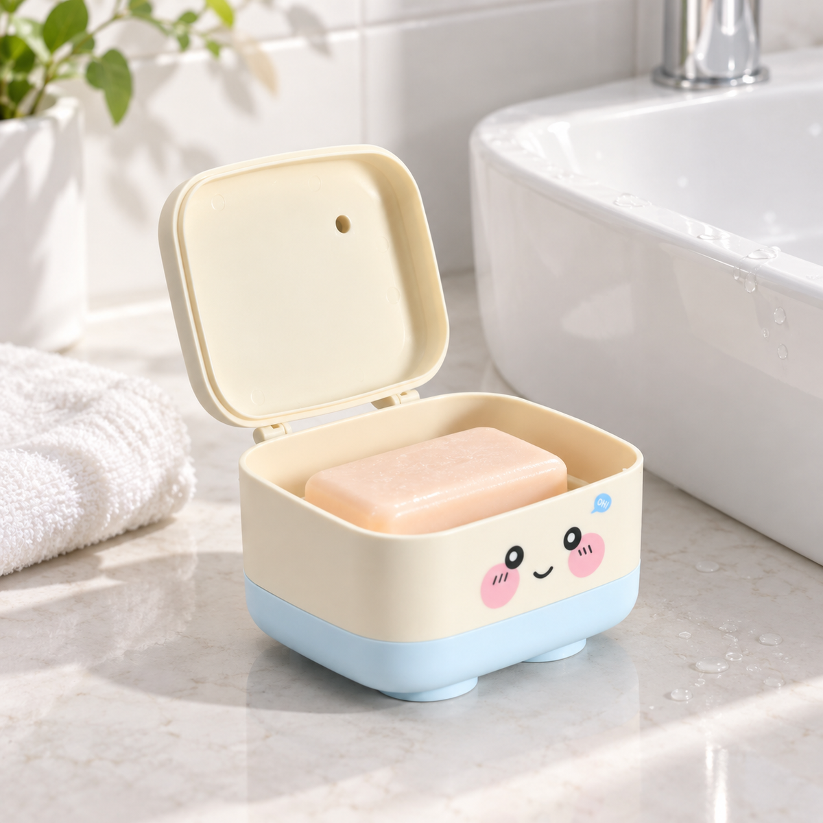 Mumuso Macroon Series Soap Case- Pink &amp; Blue