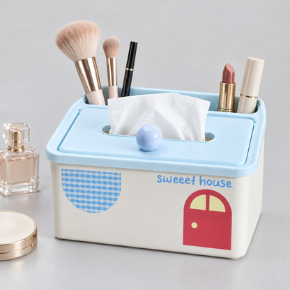 Mumuso  Ultra Cute Little House Multifunctional Tissue Box- Pink &amp; Blue