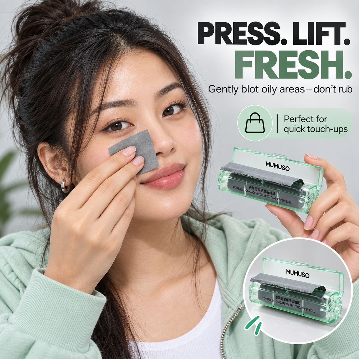 Charcoal Oil Blotting Paper Roll - 2 Rolls