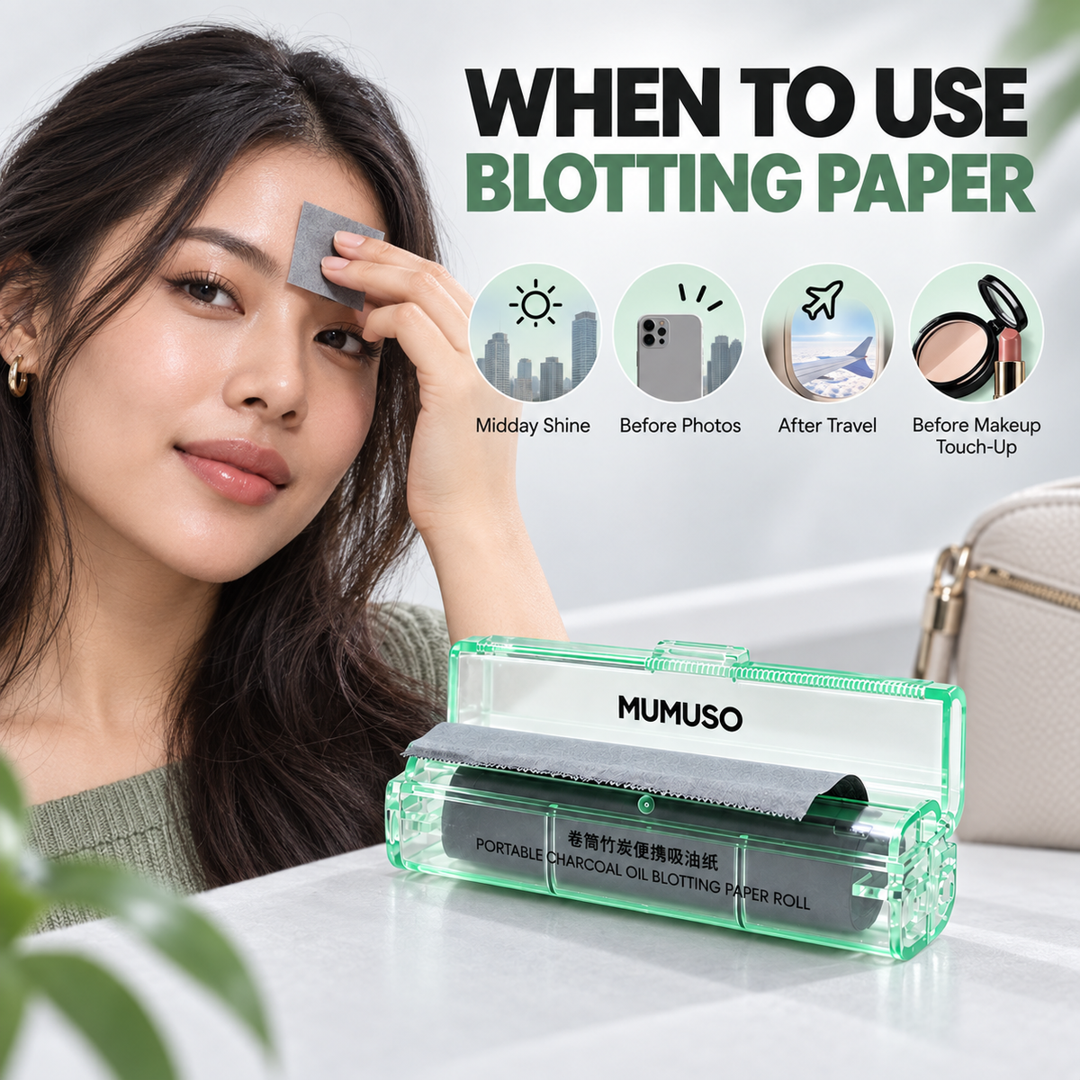 Charcoal Oil Blotting Paper Roll - 2 Rolls