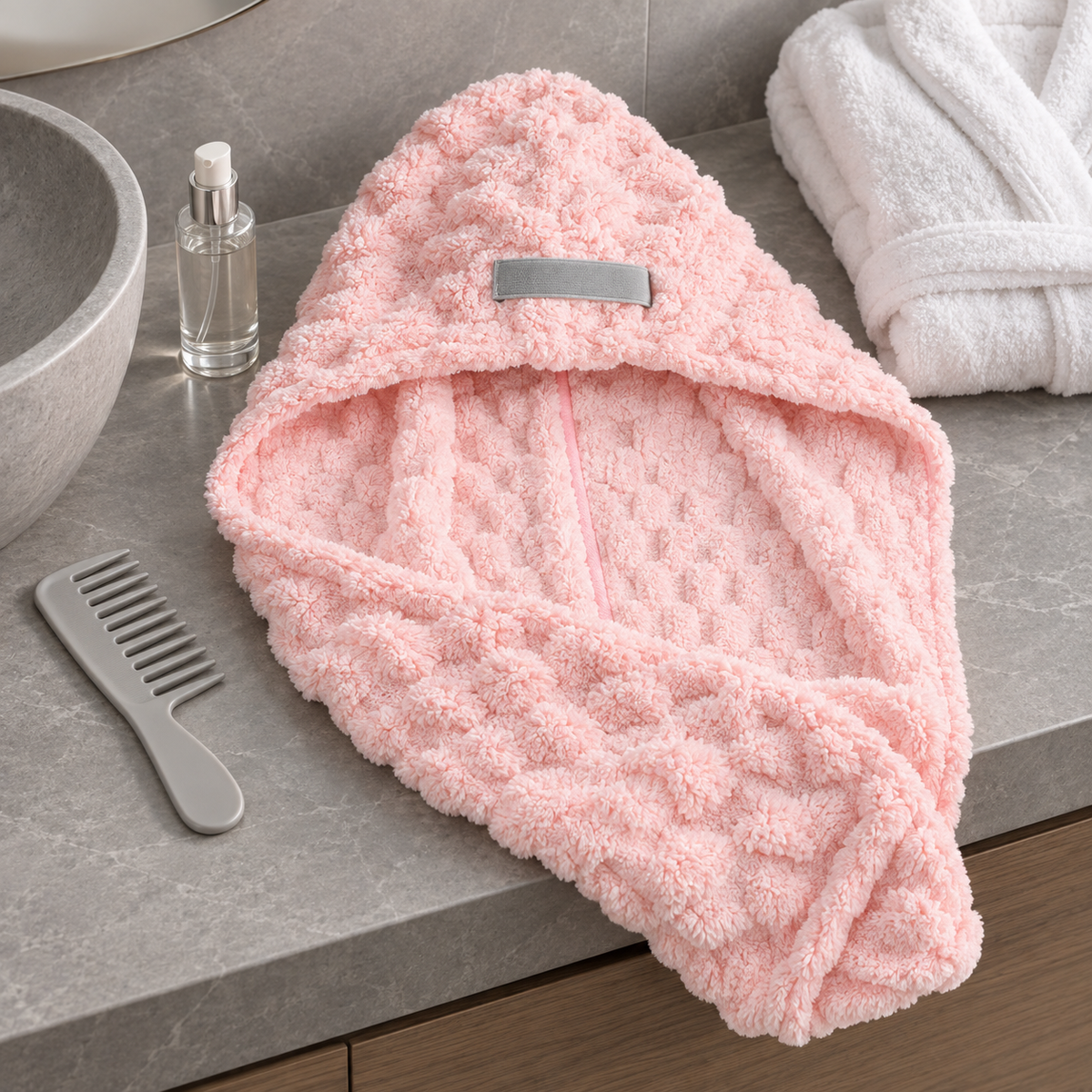 Macaron Series Oversized Hair Drying Towel - Light Pink