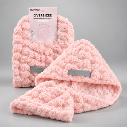 Macaron Series Oversized Hair Drying Towel - Light Pink