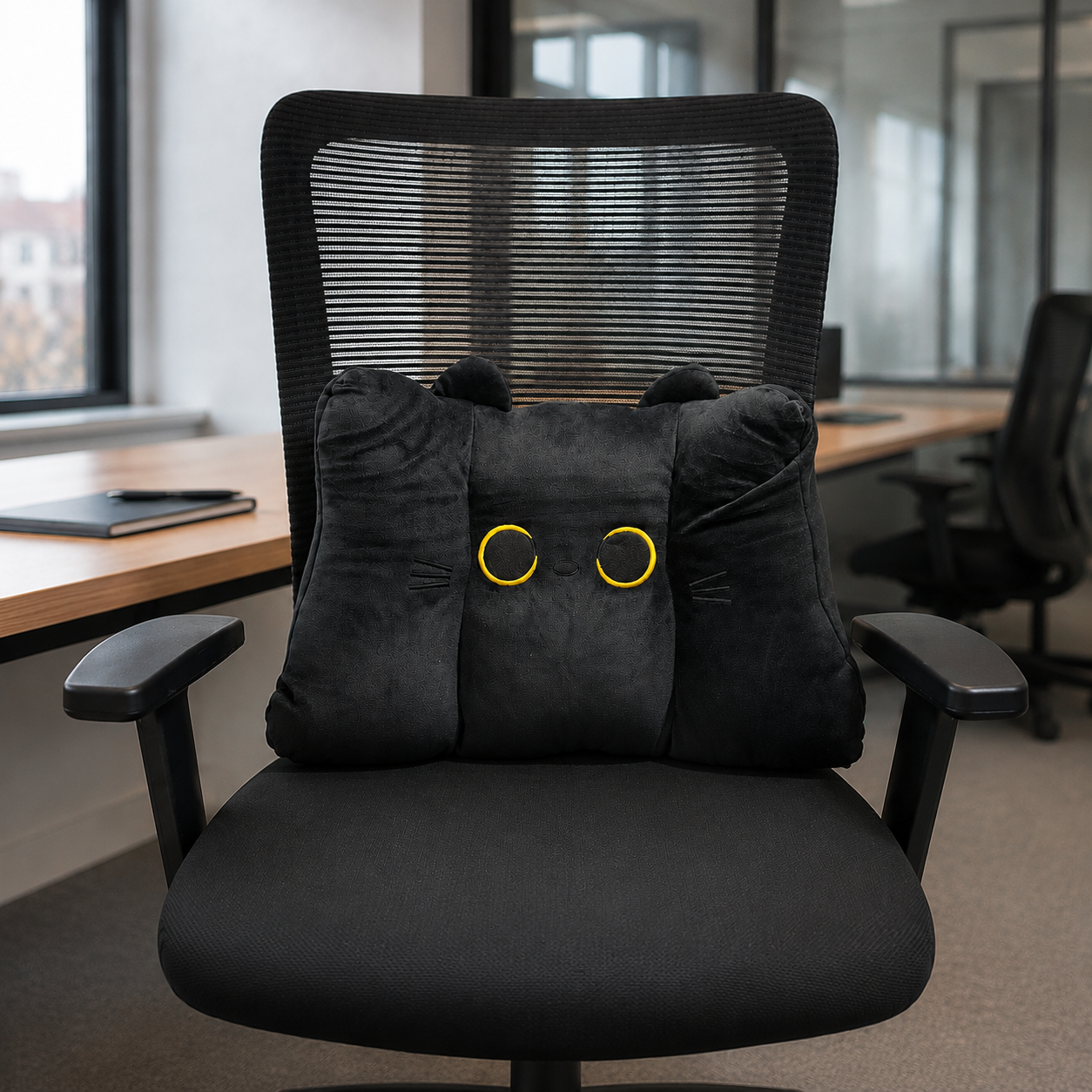 MUMUSO Black Cat Plush Backrest Pillow- Premium Quality
