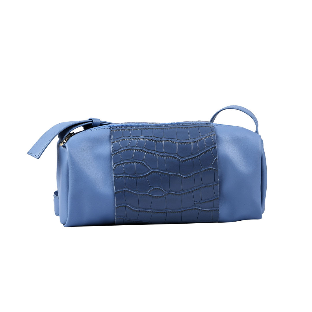 Chic Textured Crossbody Bag - Blue Mumuso
