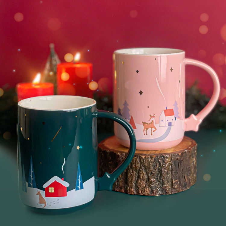 Christmas Snowhouse Ceramic Mug - Pink / 410 ml Mumuso