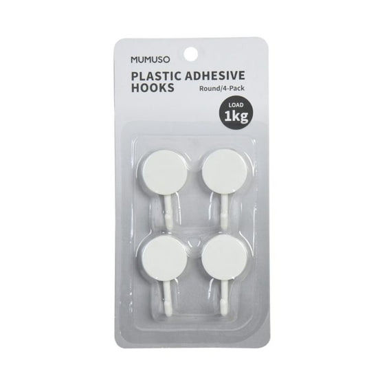 Circular Adhesive Plastic Hooks - 4 Pcs Mumuso