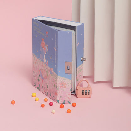 MUMUSO 64K Journal with Combination Lock - Pink &amp; Blue