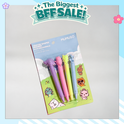 Crayon-Shaped Erasers - Set of 4 Colours/Animals