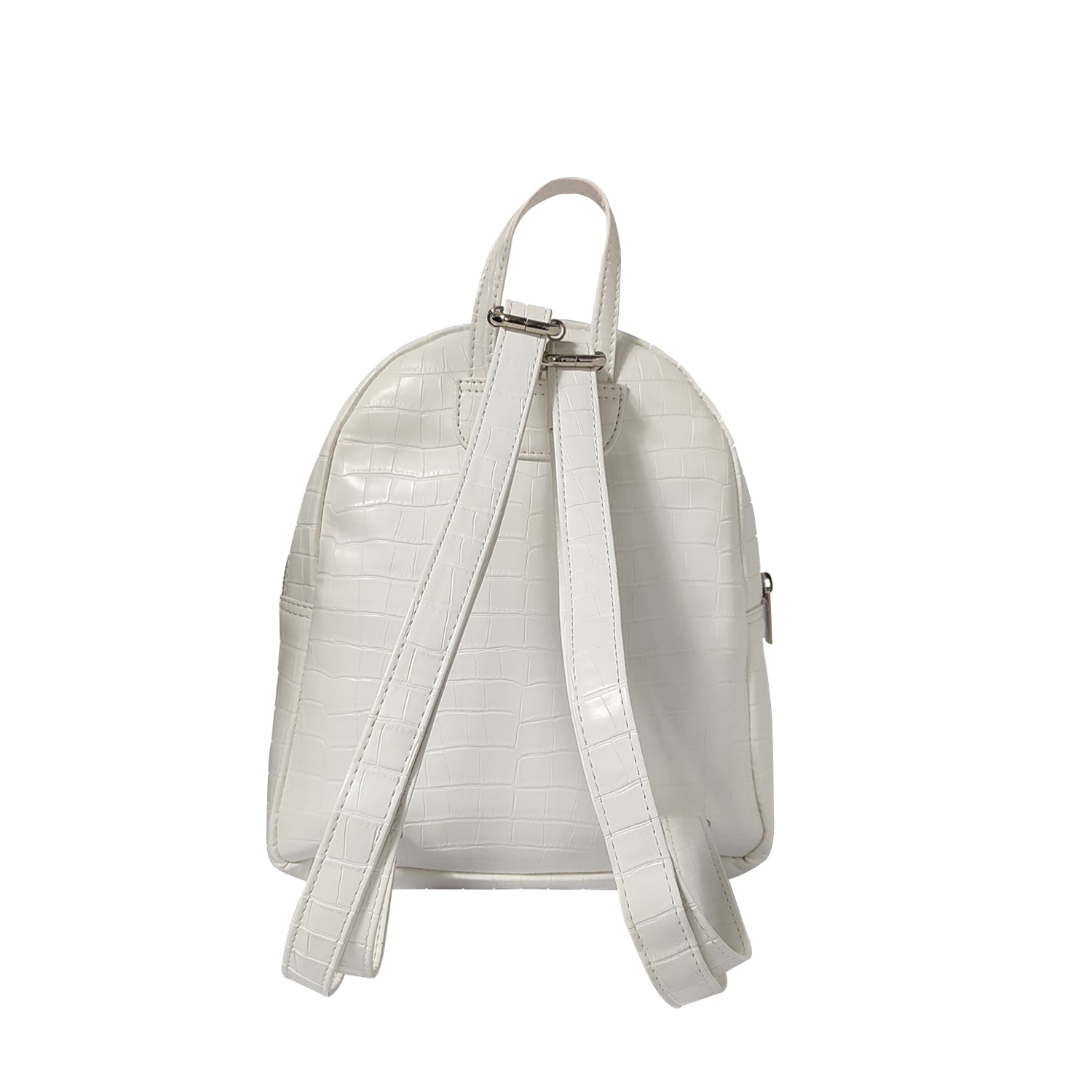 Croco Pattern Semi-Glossy Backpack - White Mumuso