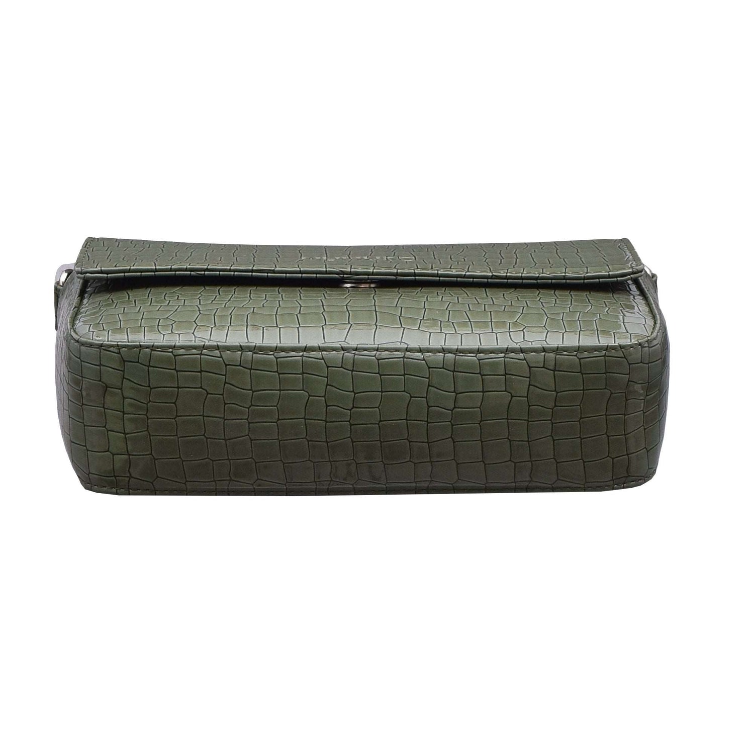 Croco Structured Sling Bag - Green Mumuso