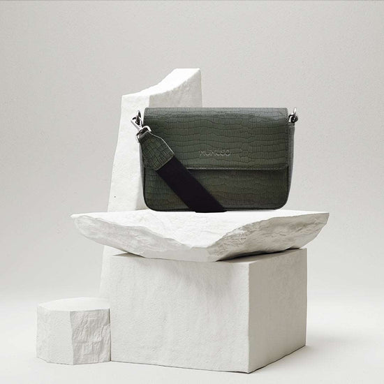 Croco Structured Sling Bag - Green Mumuso