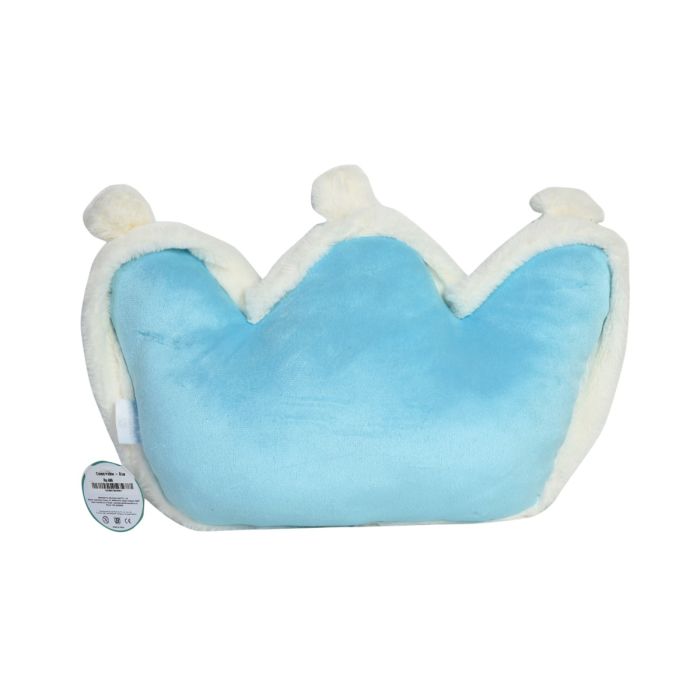 Crown-Shaped Plush Pillow - Blue Mumuso