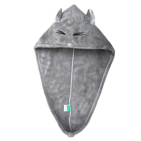 Cute Cat Hair Drying Towel - Grey Mumuso