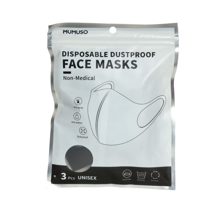 Disposable Dustproof Face Masks (Non-Medical/3-Pack/Blue) Mumuso
