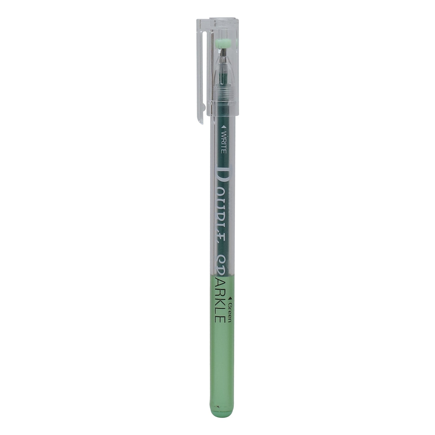 Double Sparkle Gel Pen – Green Mumuso