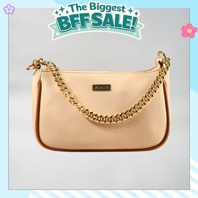 DUAL HANDLE CLASSIC BAG - CREAM &amp; TAN
