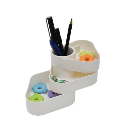 Efficient Desktop Rotatable Pen Holder - White Mumuso
